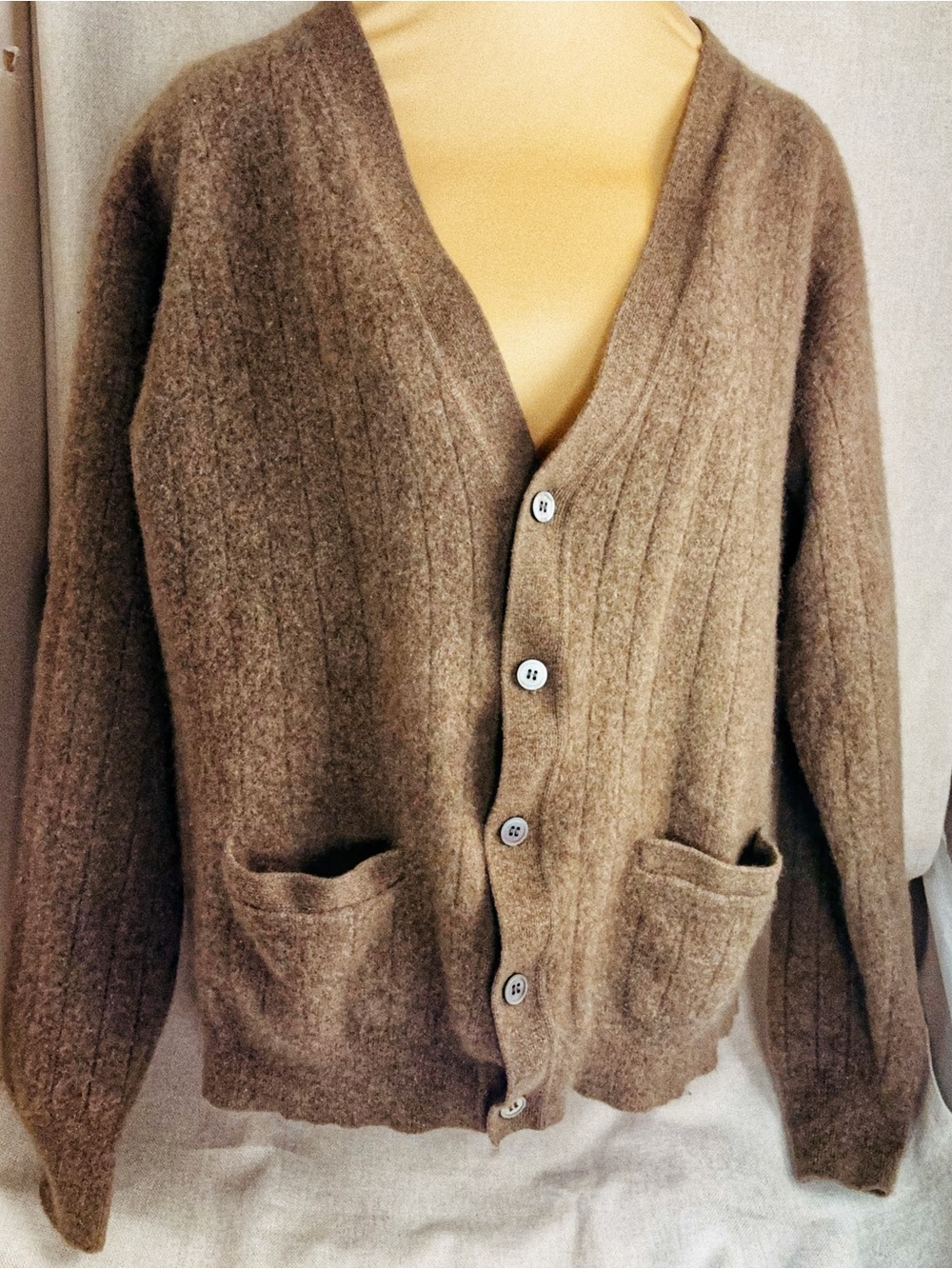 🤎 El Daws Cocoa Heather 100% Cashmere Grandpa Cardigan | XL